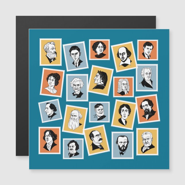 Grandes escritores, poetas e dramaturgos em selos- (Frente/Verso)