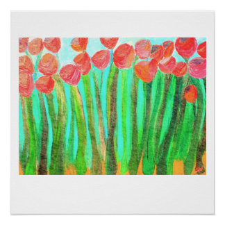 Grandes flores vermelhas - 20 x 20 impressão brilh