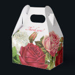 Grandes Rosas Obrigado Festa Casamento Caixa de Fa<br><div class="desc">Vintage rosa para a caixa de favoritos de aniversário, aniversário ou evento de casamento de uma mulher. Lindas rosas vermelhas, cor-de-rosa e brancas cobrir dos lados desta caixa de favores com um punho. Inclua o texto "obrigado você" na frente em vermelho ou altere-o. Outros tipos de caixa funcionarão, mas o...</div>