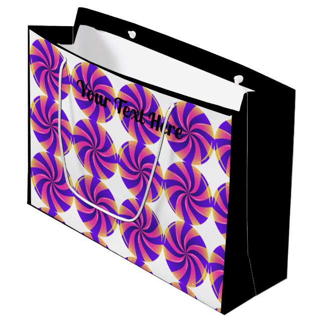 Grandes Sacolas com Saco Tote de Texto Preto (Frente inclinada)