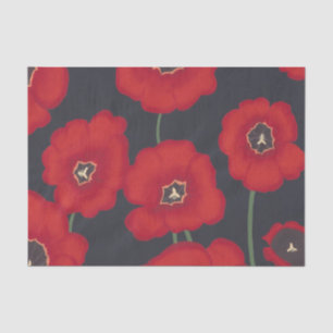 Grandes tulipas vermelhas no lenço de papel preto