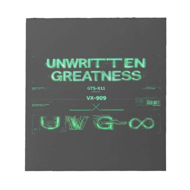 "Grandeza Não Escrita" Bloco de Notas Cyberpunk (Frente)