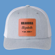Grandma Leather Patch Hat with Name and Date