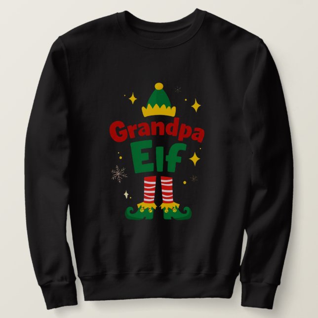 Grandpa Elf Holiday Matching Family Top (Frente do Design)