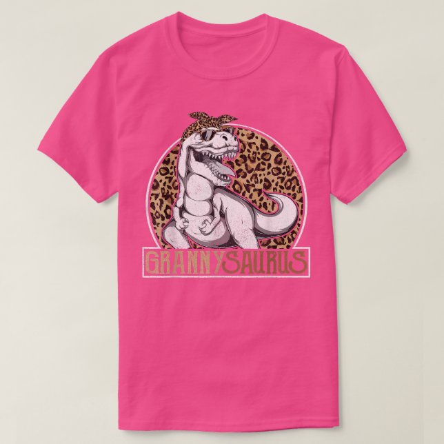 Grannysaurus Dinosaur Avó Camisa Leopardo, Mãe (Frente do Design)