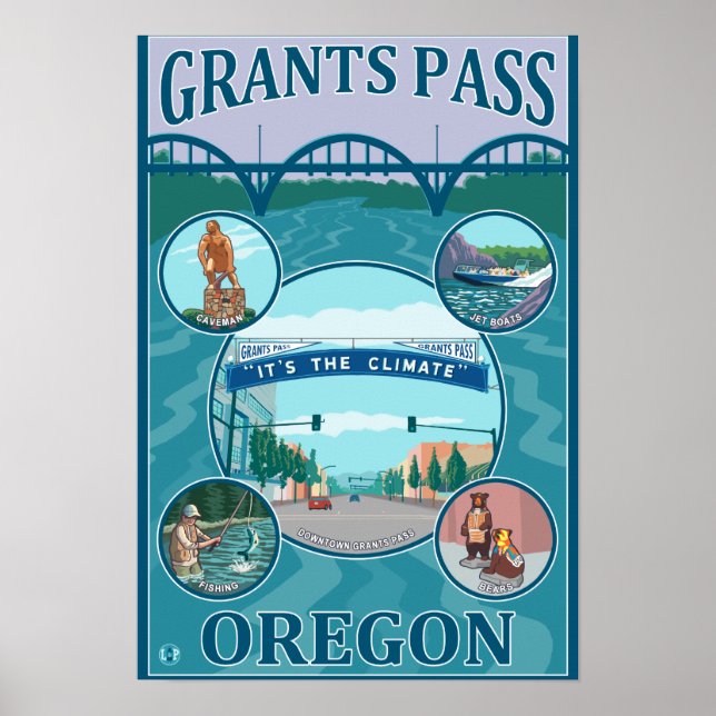 Grant Pass, OregonScenic Poster de viagens (Frente)