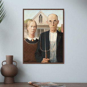 Grant Wood American Gothic Pinting Art Impressão