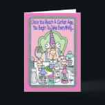 GRÃO do cartão de aniversário de SAL<br><div class="desc">O partygoer do envelhecimento contempla como nossas atitudes são sempre sujeitas à mudança com este cumprimento "saboroso" do aniversário.</div>