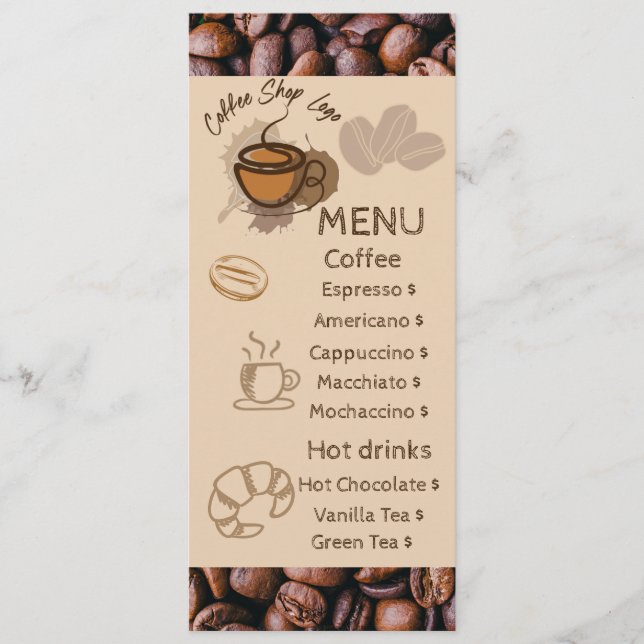 Grãos de Café Casual Adicione Seu Menu Cafeteria (Frente)