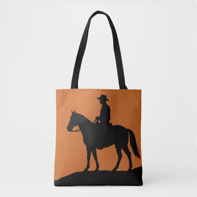Graphic Lone Rider Tote Bag - Minimalist Western  (Frente)