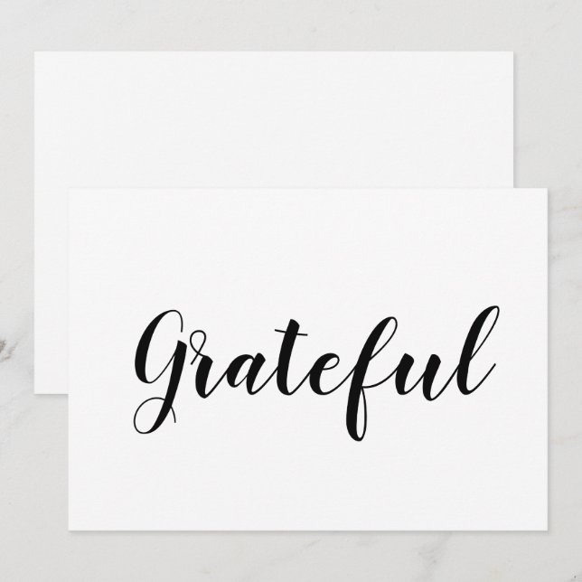Grateful black script white, bonito cartão de agra (Frente/Verso)