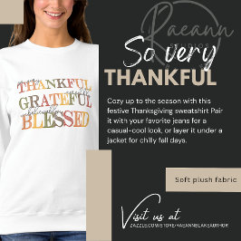 Gratidão Agradecido Abençoado Camiseta de Ação de 