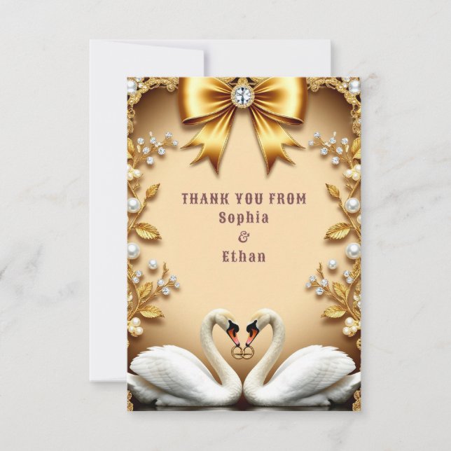 💍 Gratidão Agradecimento Casamento Cisne Dourado  (Frente)