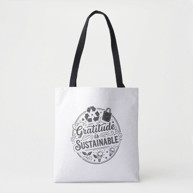 Gratidão é Tote Bag Sustentável - Vintage Chalkb (Frente)