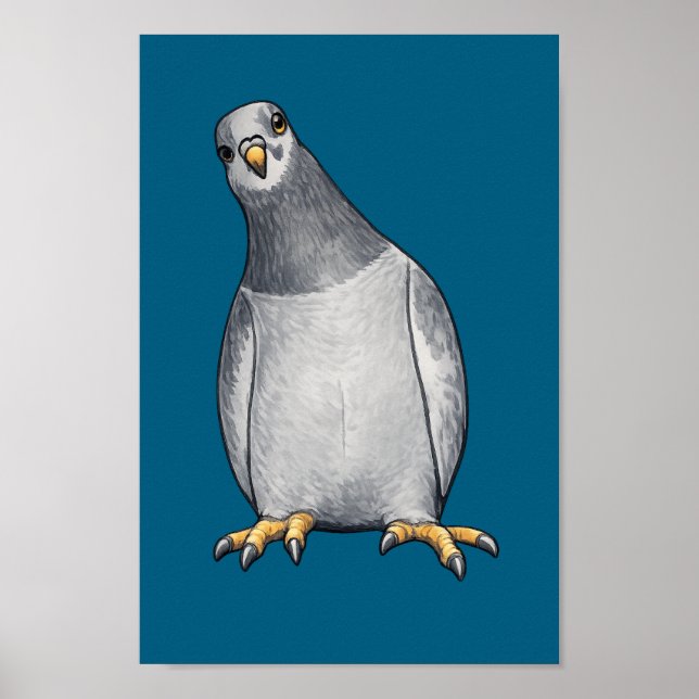 Grau weiße Tauben - Türkises Poster (Frente)