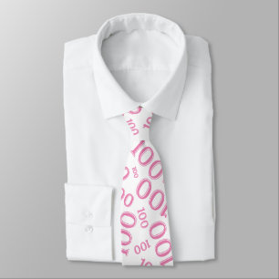 Gravata 100º Aniversário Padrão de Números Aleatórios Rosa