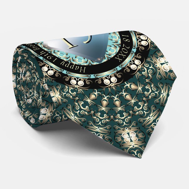 Gravata 19º Aniversário do Casamento Acquamarine Medallion (Rolled)