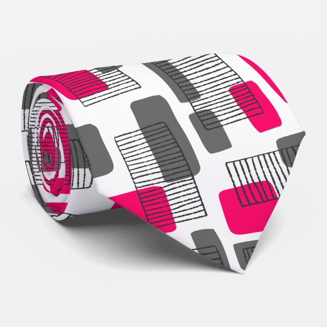 Gravata 251215 - Neon Red and Cinza (Rolled)