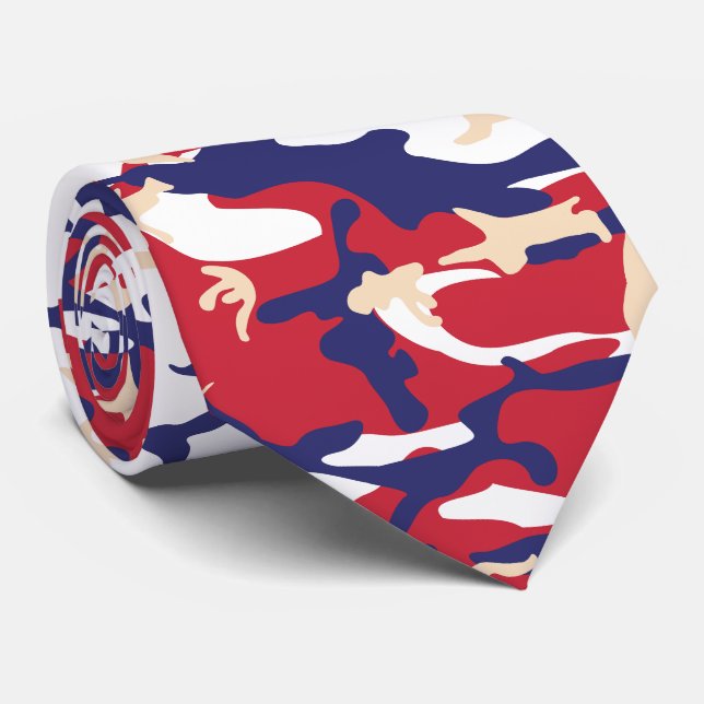 Gravata 4 de Julho, Dia da Independência, Bege Camuflado (Rolled)