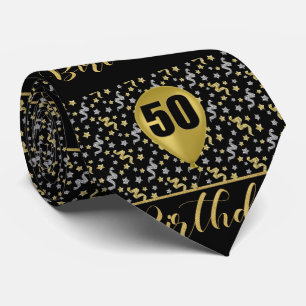 Gravata 50º aniversário Dourado a preto com Confetti