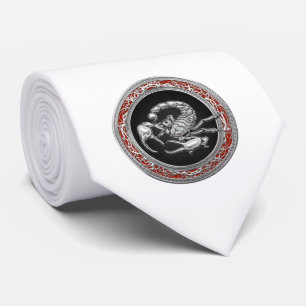 Gravata [700] Escorpião de Prata Sagrado a Preto