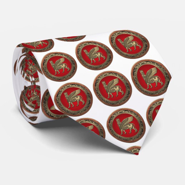 Gravata [700] Touro Assírio - Dourado Lamaçu (Rolled)