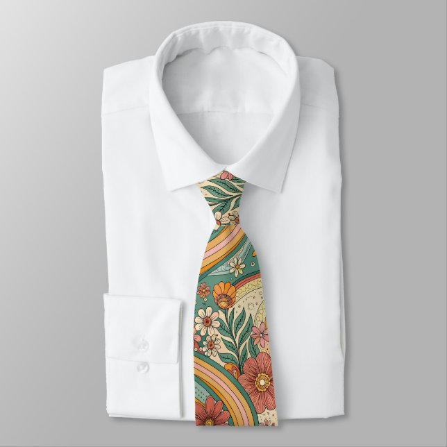 Gravata 70s Brown Floral Custom Tie – Elegant Fashion (Amarrado)