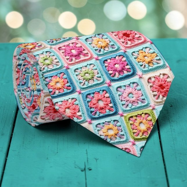 Gravata 70s Granny Square Crochet Necktie (Criador carregado)
