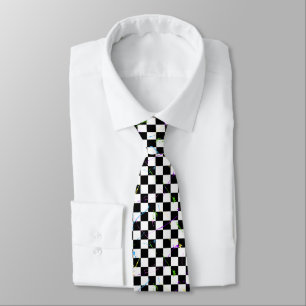 Gravata 80s splatter paint checkerboard neck tie