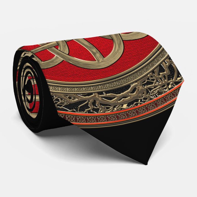 Gravata [900] Nó Dourado Celta Sagrado Cruz (Rolled)