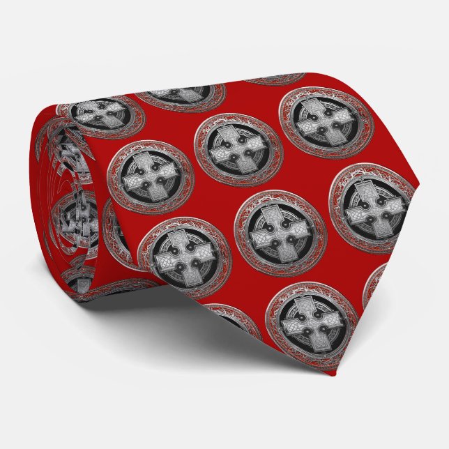 Gravata [900] Nó Prateado Celta Sacrado da Antiga Cruz (Rolled)