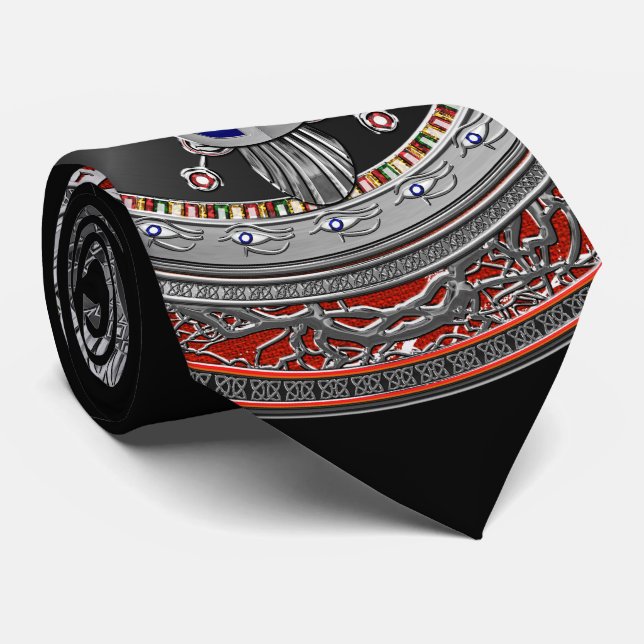 Gravata [900] Sagrada Prata Egípcia Ala Scarab & Ankh (Rolled)