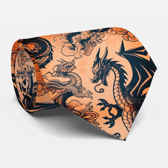 Gravata A Guerra dos Dragões Céus Laranja (Rolled)