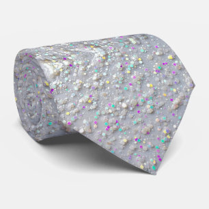 Gravata AB Branco Glitter Falso + Seda Luxo Gentleman's