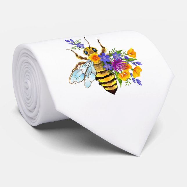 Gravata Abeja flor com plantas silvestres (Rolled)