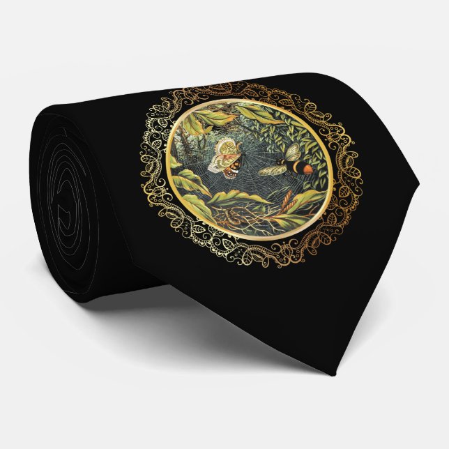 Gravata Abelha e Borboleta Vitoriana em Teia de Aranha (Rolled)