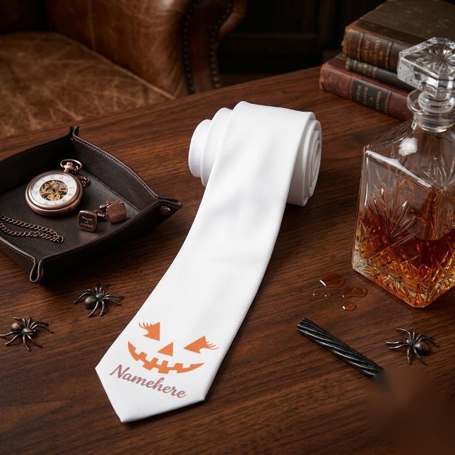 Gravata Abóbora de Halloween Personalizada Feminina Jack O (Criador carregado)