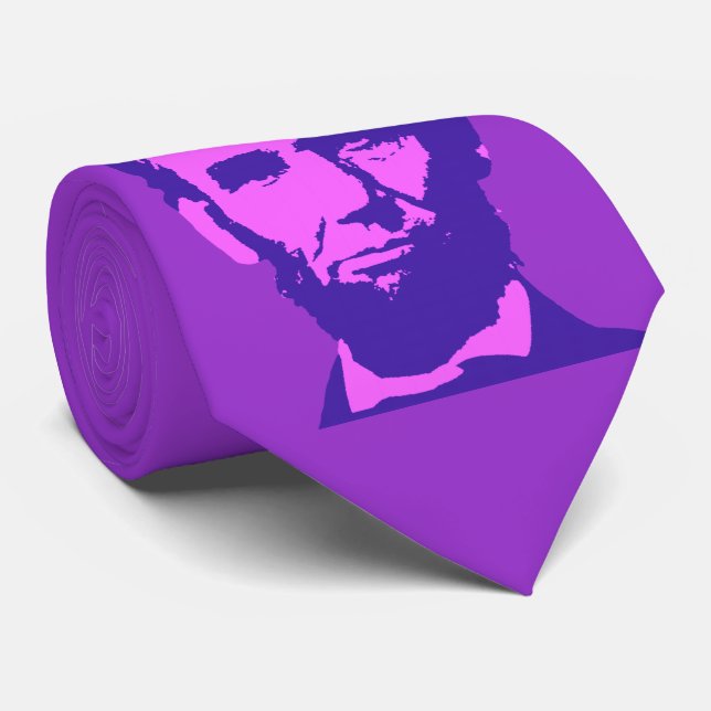 Gravata Abraham Lincoln em rosa e roxo Pop (Rolled)