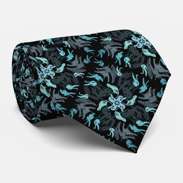 Gravata Abstract Aquatic Shaded Repeat Pattern On Black (Rolled)