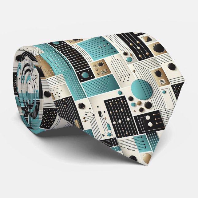 Gravata Abstract Circuit Board - Retro Mid Century Modern  (Rolled)