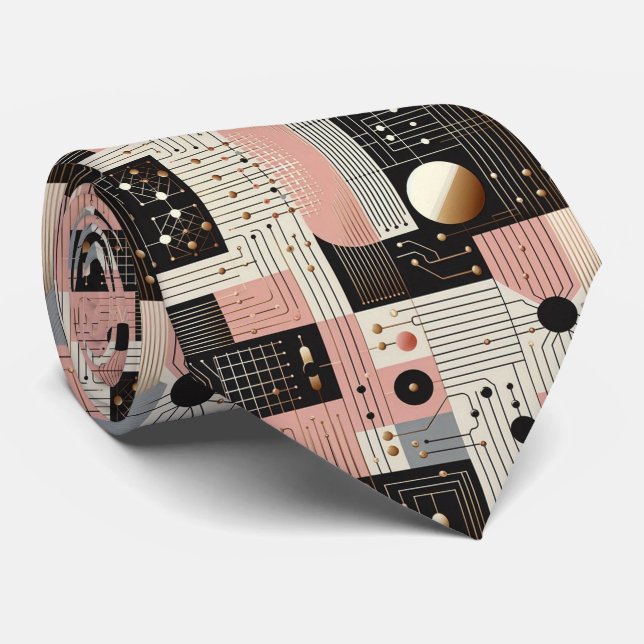 Gravata Abstract Circuit Board - Retro Mid Century Modern  (Rolled)