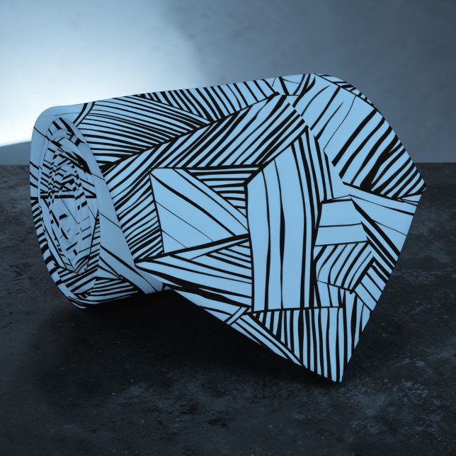 Gravata Abstract Geometric Black & Blue Custom Necktie (Criador carregado)