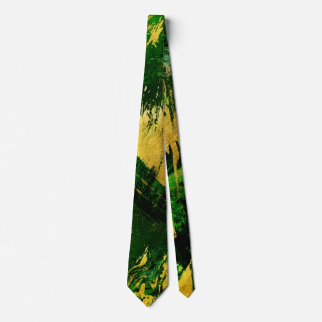 Gravata Abstract Green and Gold Metal Textures (Frente)