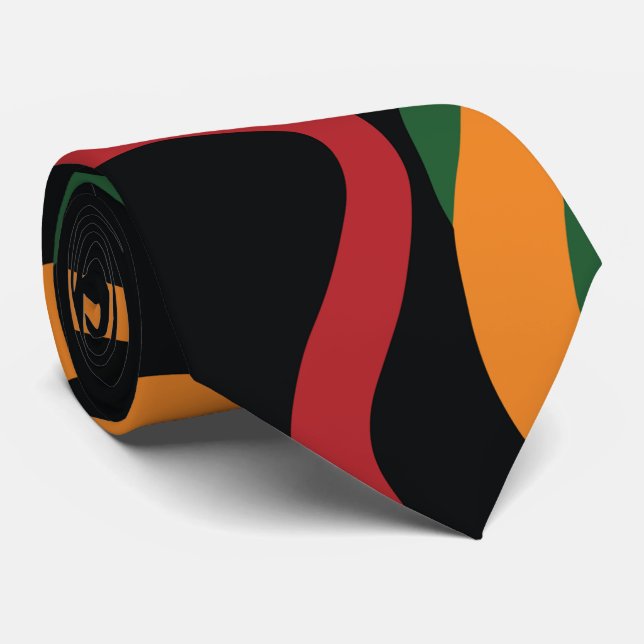 Gravata Abstract Tribal Shapes Pattern in Red, Gold, Green (Rolled)