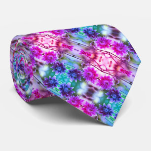 Gravata Abstrato-Arte De Par De Flor Vermelho E Branco