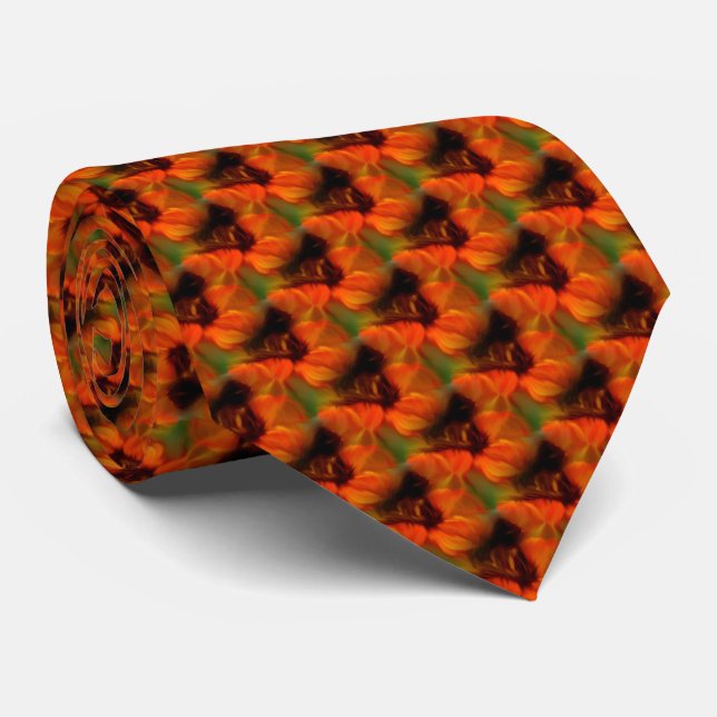 Gravata Abstrato Brown E Orange Design (Rolled)