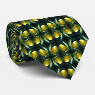 Gravata Abstrato de Flor de Orquídea Amarelo Selvagem