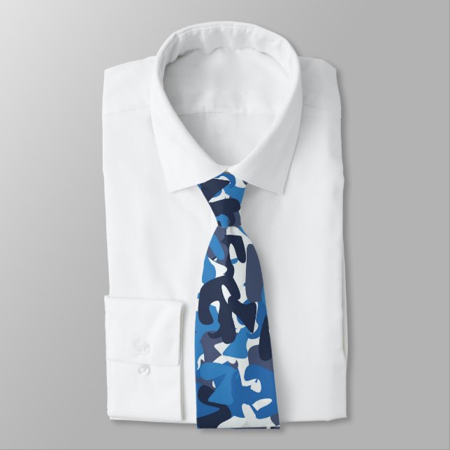 Gravata Abstrato Designer Azul Masculino (Amarrado)