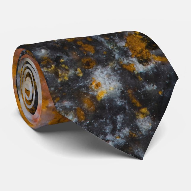 Gravata Abstrato dourado, linhas brancas, textura rochosa (Rolled)