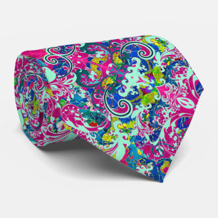 Gravata Abstrato floral colorido da vindima